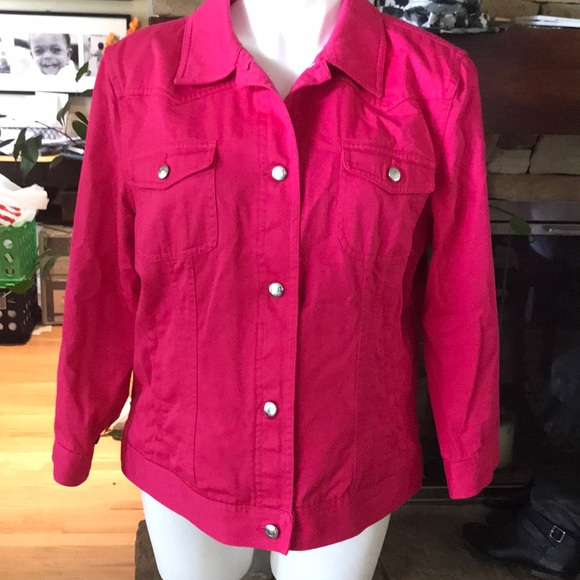 bright pink jean jacket